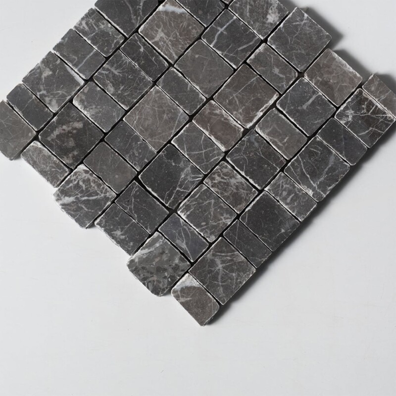 Iris Black Honed Scarpa Rough Cut Marble Mosaics