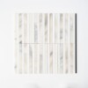Snow White, Calacatta Renaissance Honed Mod Stripes Marble Mosaics 12×12