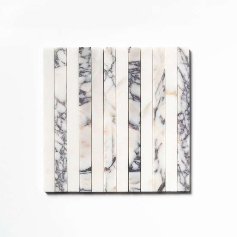 Calacatta Picasso, Calacatta Renaissance Honed Mod Stripes Marble Mosaics 12×12