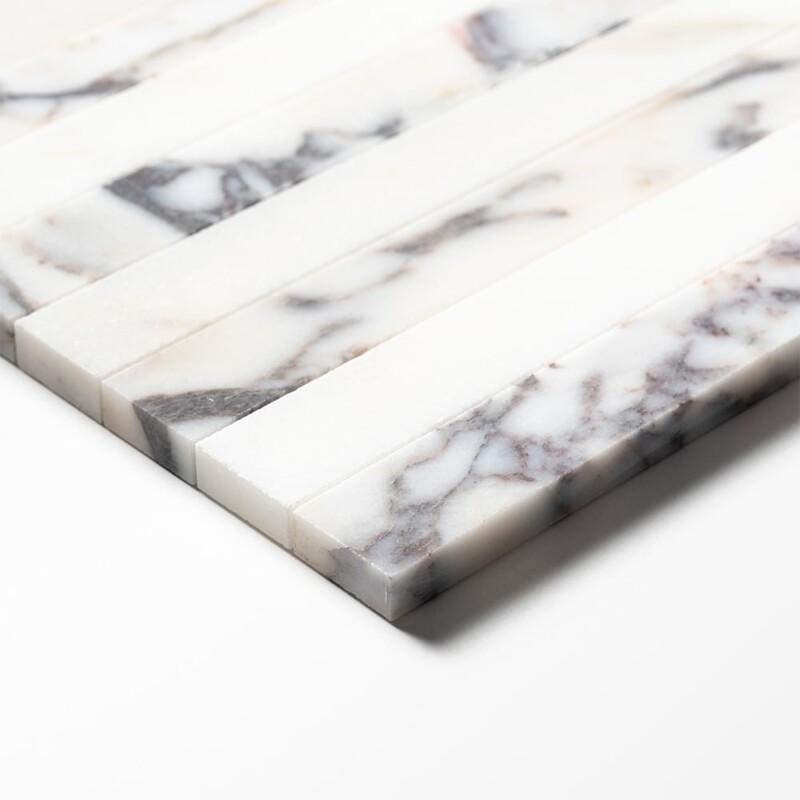 Calacatta Picasso, Calacatta Renaissance Honed Mod Stripes Marble Mosaics 12×12