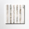Calacatta Green, Snow White Honed Mod Stripes Marble Mosaics 12×12