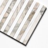 Calacatta Green, Snow White Honed Mod Stripes Marble Mosaics 12×12