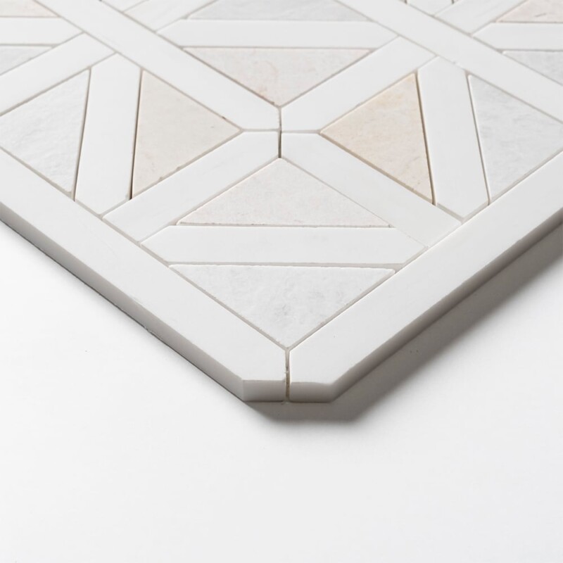 Iceberg, Snow White, Vanilla Honed Classic Lattice Marble Mosaics 14 3/4×14 3/4