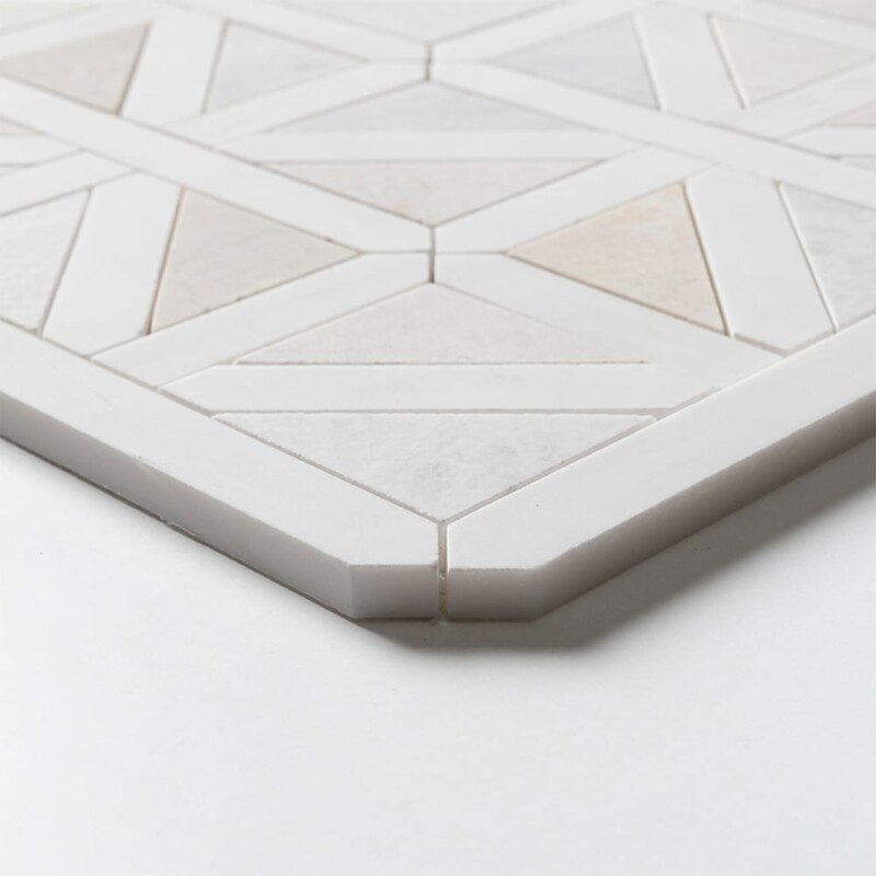 Iceberg, Snow White, Vanilla Honed Classic Lattice Marble Mosaics 14 3/4×14 3/4