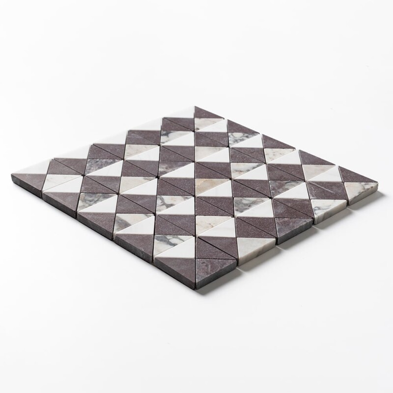 Calacatta Viola, Snow White, Aegean Red Honed Devon Marble Mosaics 12 1/2×12 1/2