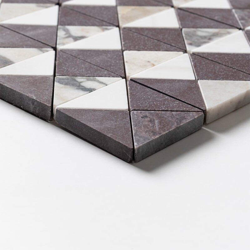 Calacatta Viola, Snow White, Aegean Red Honed Devon Marble Mosaics 12 1/2×12 1/2