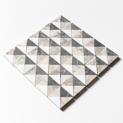 Calacatta Yeşili, İris Siyahı, Kar Beyazı Parlatılmış Devon Mermer Mozaikler 12 1/2×12 1/2