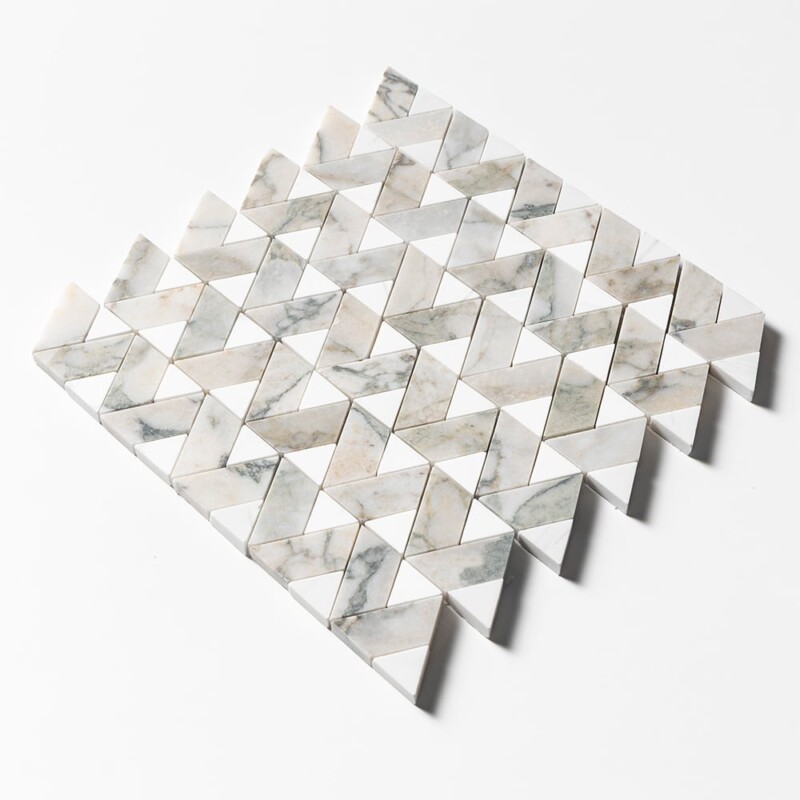 Calacatta Green, Snow White Honed Monte Marble Mosaics 12 3/8×12 3/8