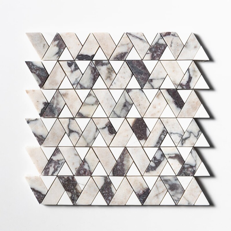 Calacatta Viola, Snow White Honed Monte Marble Mosaics 12 3/8×12 3/8
