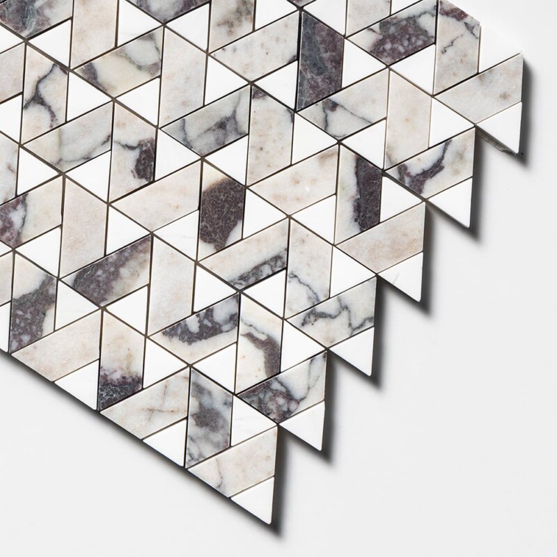 Calacatta Viola, Snow White Honed Monte Marble Mosaics 12 3/8×12 3/8