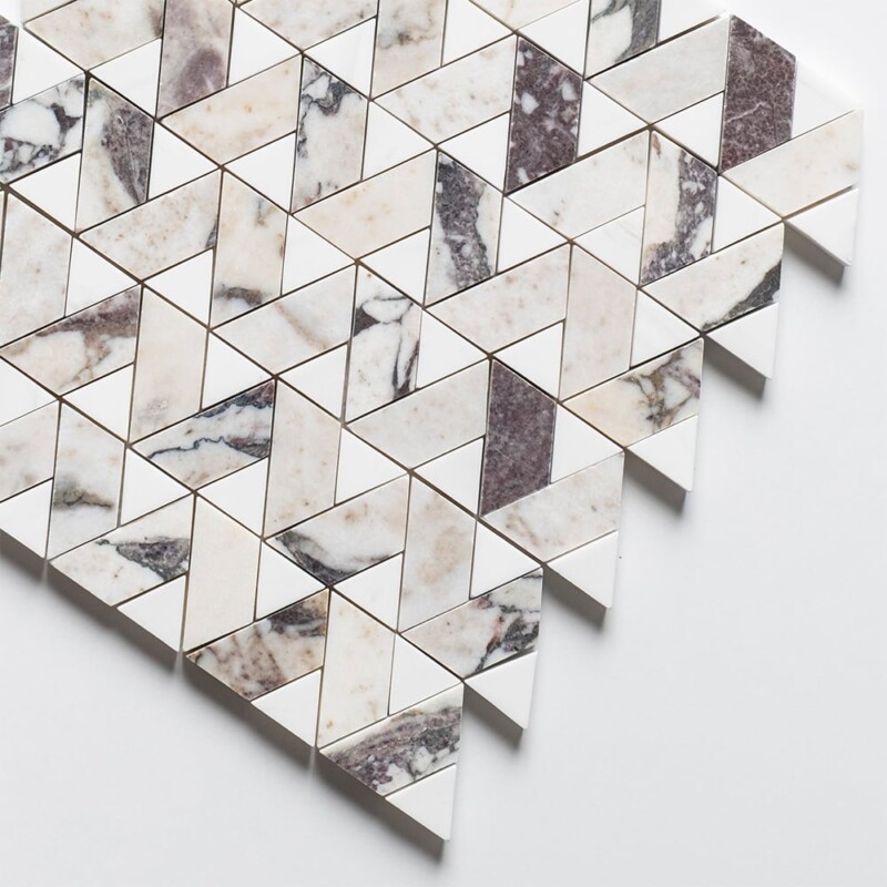 Calacatta Viola, Snow White Honed Monte Marble Mosaics 12 3/8×12 3/8
