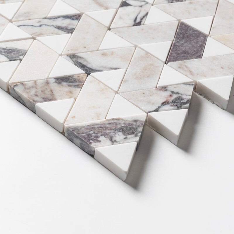 Calacatta Viola, Snow White Honed Monte Marble Mosaics 12 3/8×12 3/8