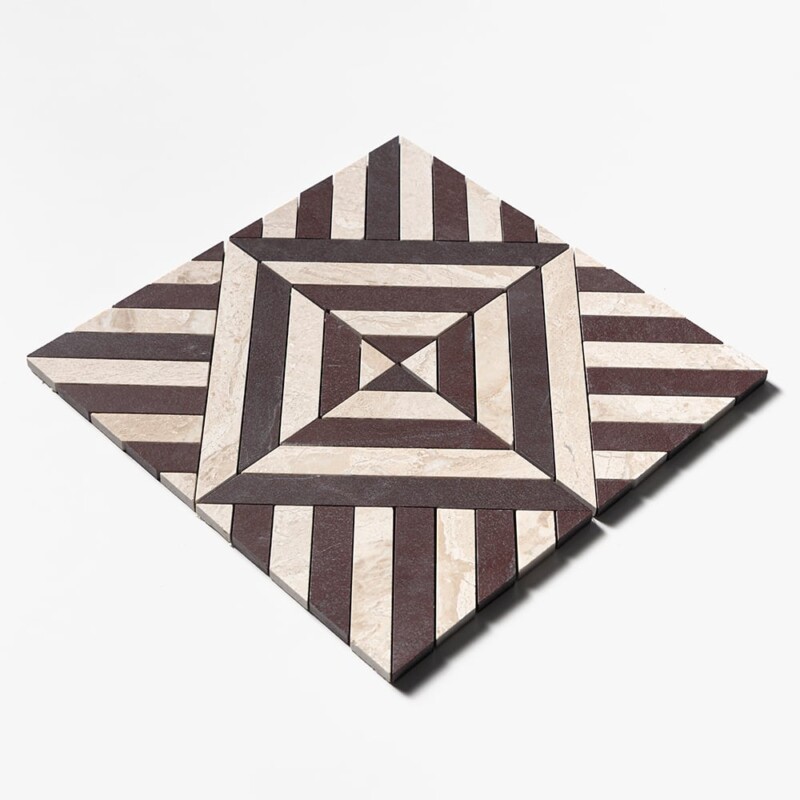 Diana Royal, Aegean Red Honed Ponte Marble Mosaics 14 5/16×14 5/16