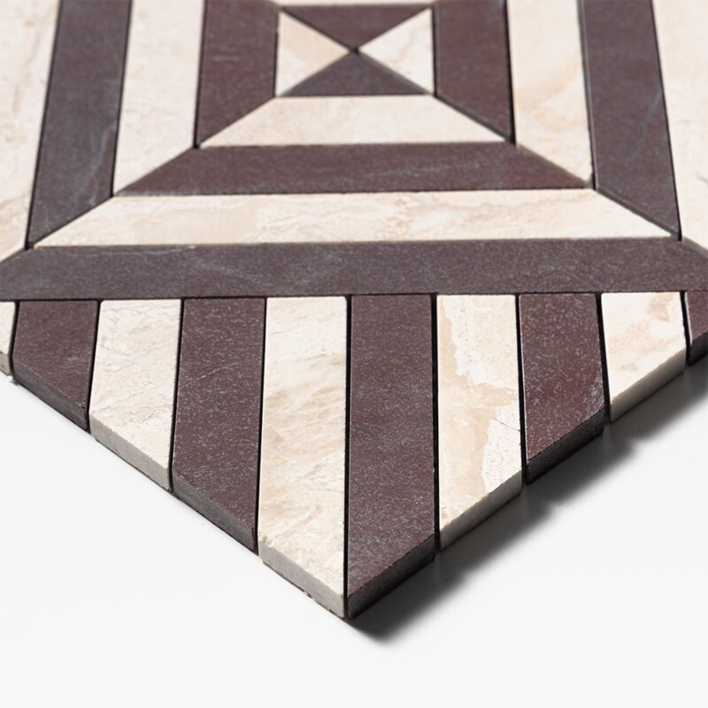 Diana Royal, Aegean Red Honed Ponte Marble Mosaics 14 5/16×14 5/16