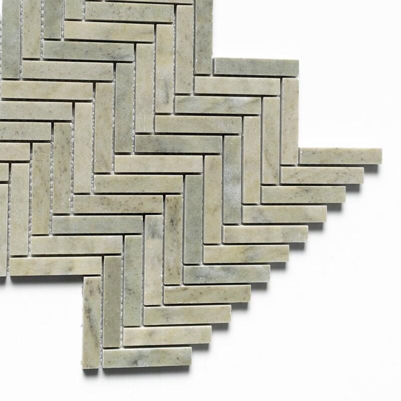 Verde Laguna Honed Herringbone 5/8×3 Marble Mosaics