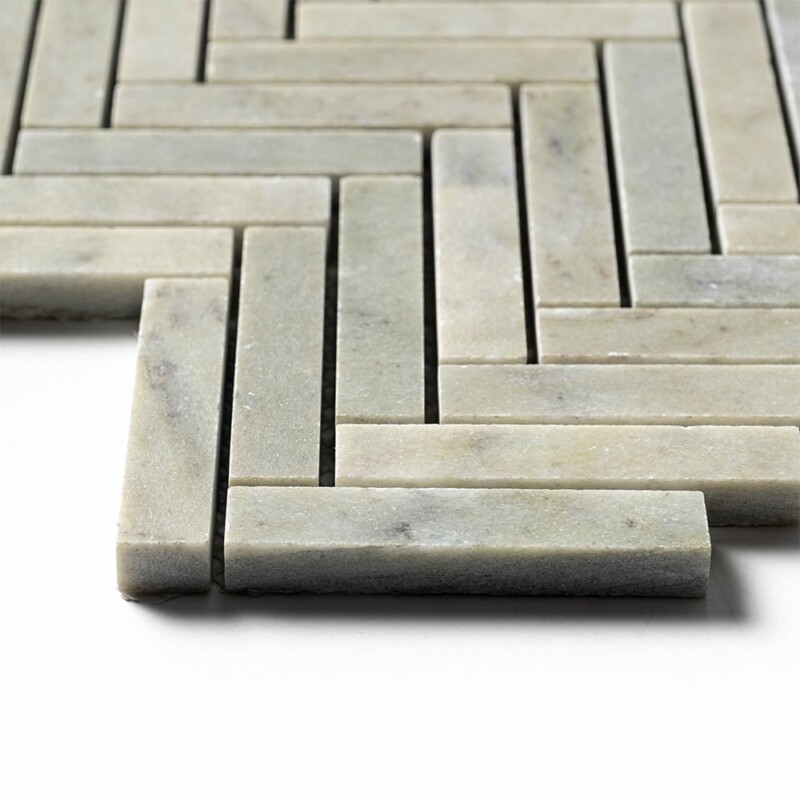 Verde Laguna Honed Herringbone 5/8×3 Marble Mosaics