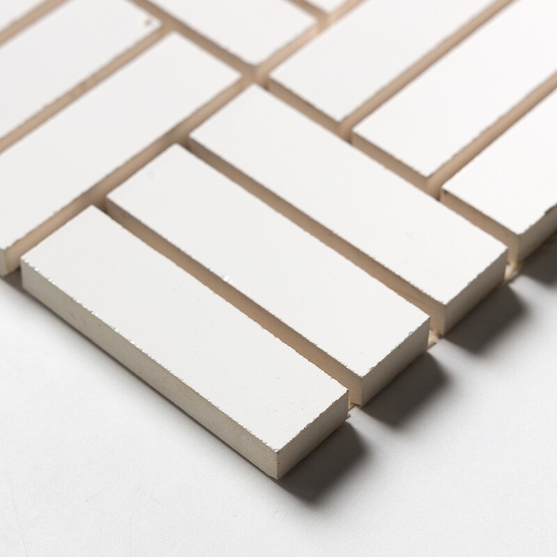 Royal White Glossy Crosshatch Ceramic Mosaics 12×12