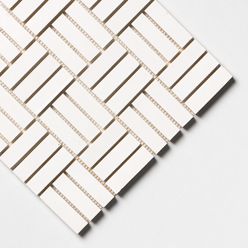 Royal White Glossy Crosshatch Ceramic Mosaics 12×12