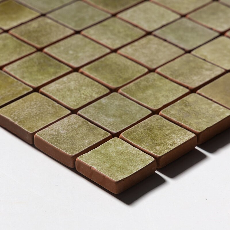 Seaweed Tumbled 2×2 Terracotta Mosaics 12×12