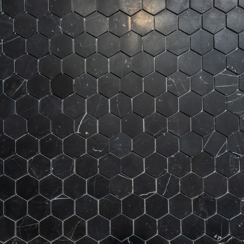Black Honed Hexagon 2 Marble Mosaics 12×12