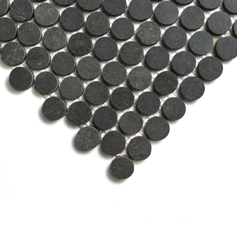 Basalto Honed Penny Round Basalt Mosaics 11 1/4×11 3/4