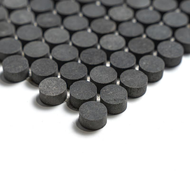Basalto Honed Penny Round Basalt Mosaics 11 1/4×11 3/4