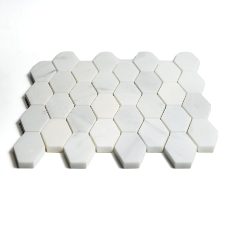 Calacatta Bella Honed Elongated Hexagon Marble Mosaics 10×12 1/4