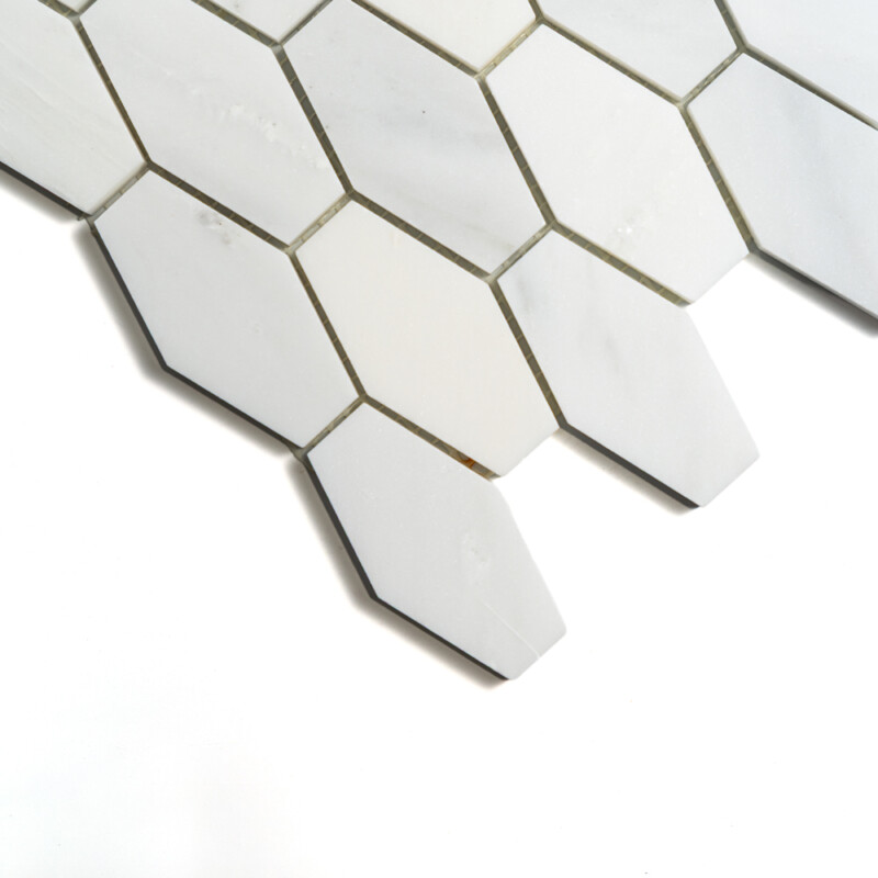 Calacatta Bella Honed Elongated Hexagon Marble Mosaics 10×12 1/4