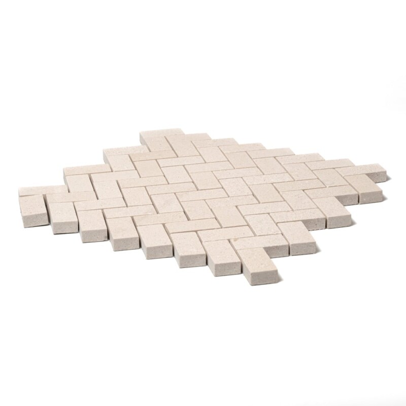 Champagne Honed Herringbone 1/2 Marble Mosaics 10×13