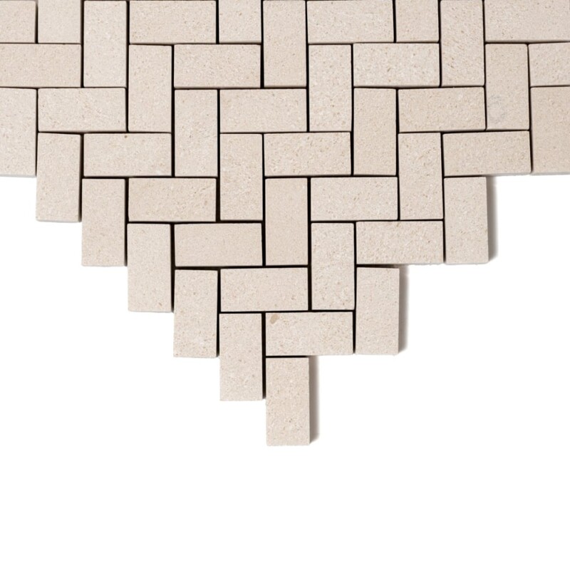 Champagne Honed Herringbone 1/2 Marble Mosaics 10×13