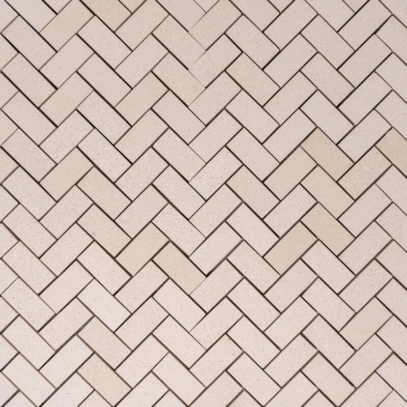 Champagne Honed Herringbone 1/2 Marble Mosaics 10×13