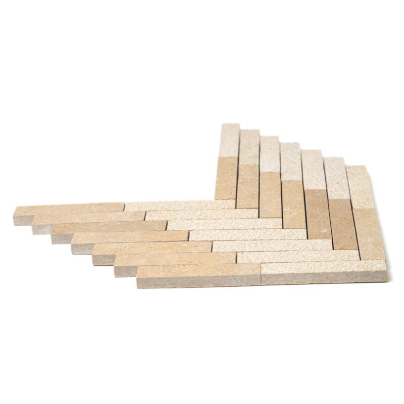 Seashell Multi Finish Large Herringbone Marble Mosaics 12 7/8×9 11/32 (MS90798)
