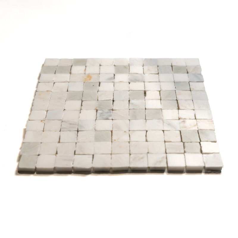 Calacatta Bella Honed Hand Clipped 1×1 Marble Mosaics 11 3/4 X 11 3/4