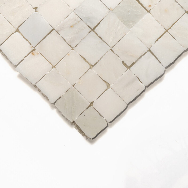 Calacatta Bella Honed Hand Clipped 1×1 Marble Mosaics 11 3/4 X 11 3/4