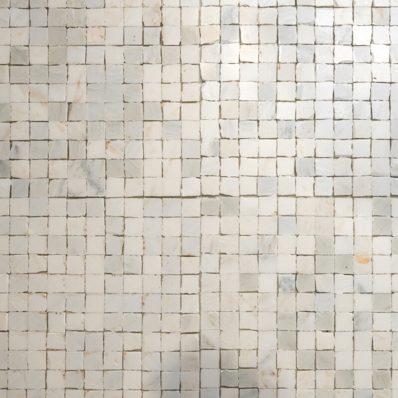 Calacatta Bella Honed Hand Clipped 1×1 Marble Mosaics 11 3/4 X 11 3/4