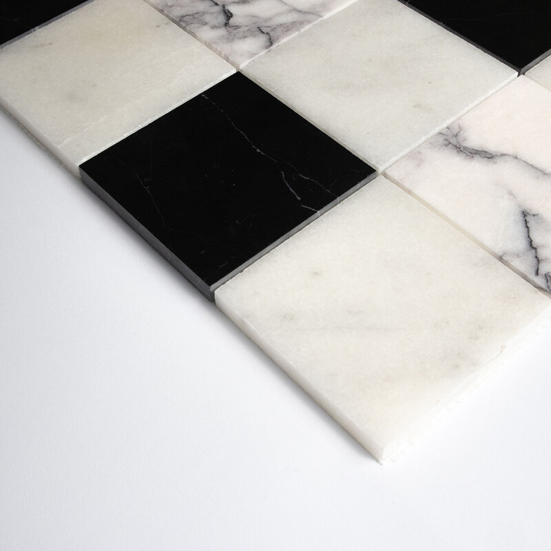Avalon, Black, Lilac Polished Marble Mosaics 16×16