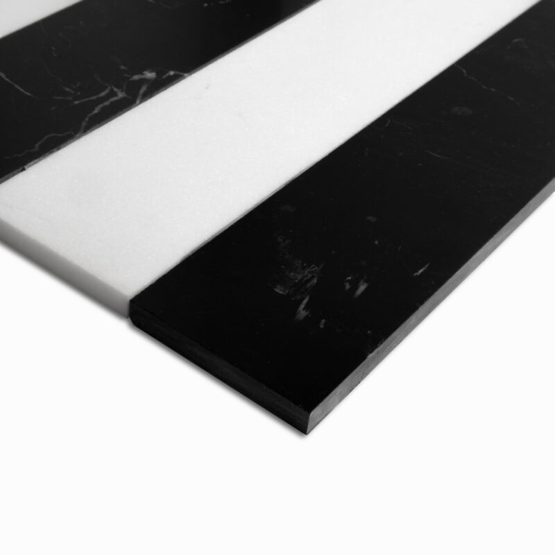 Black, Thassos Honed Mod Stripes Marble Mosaics 11 5/8×11 3/4