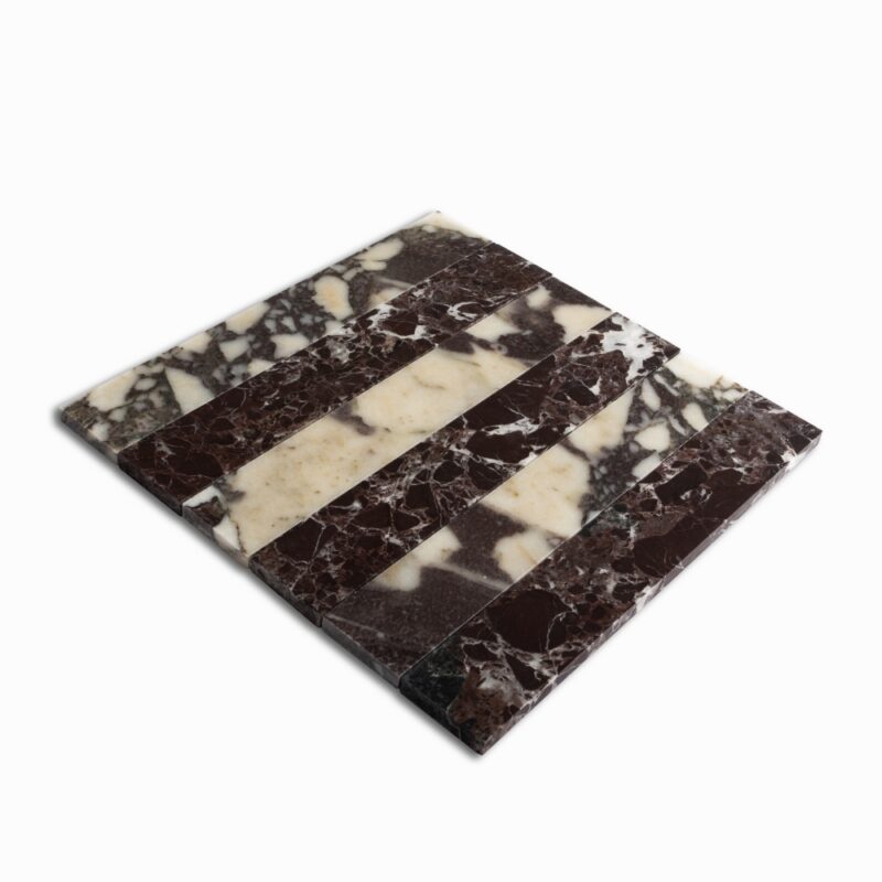 Calacatta Viola, Red Levanto Honed Mod Stripes Marble Mosaics 11 5/8×11 3/4