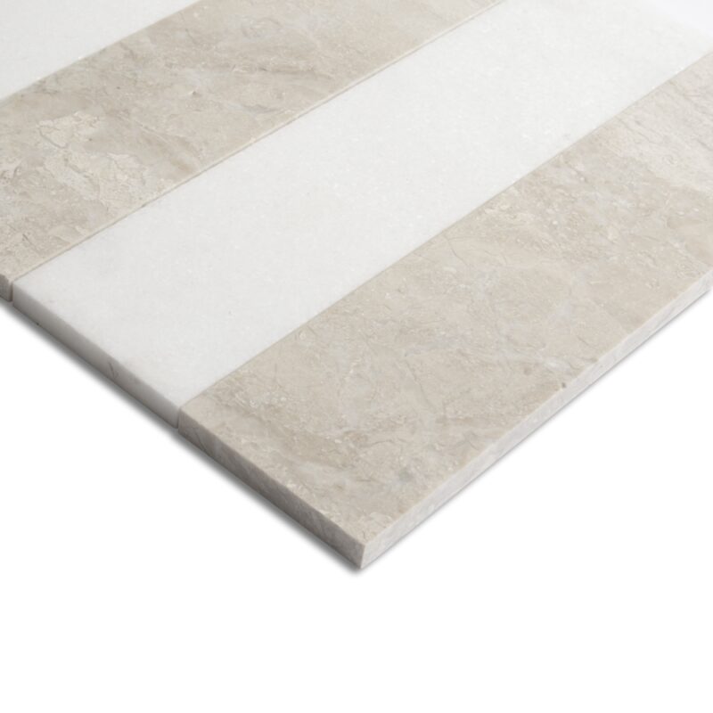 Diana Royal, Thassos Honed Mod Stripes Marble Mosaics 11 5/8×11 3/4