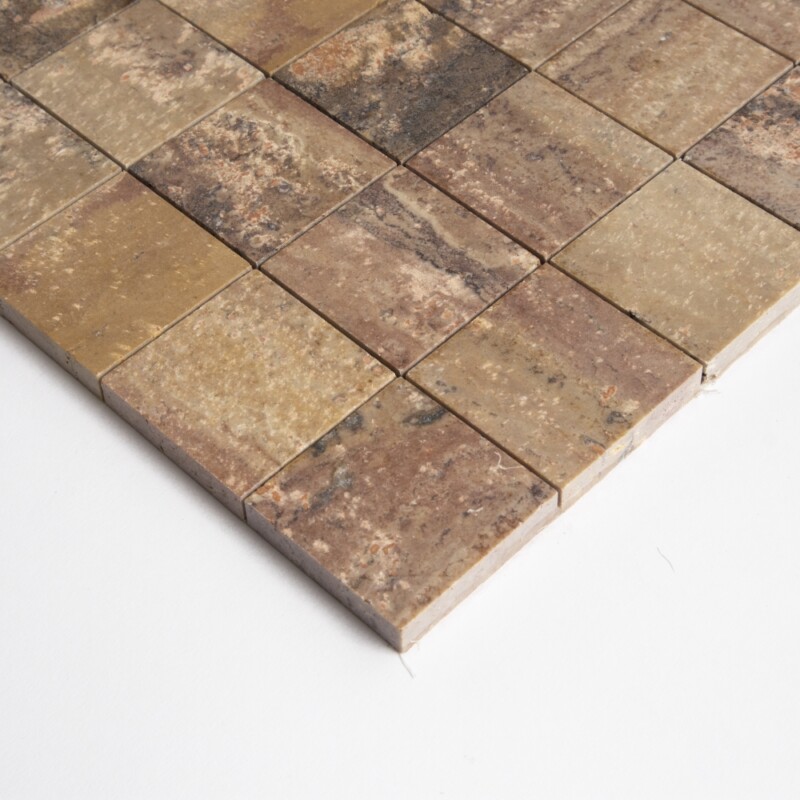 Scabas Red Honed 2×2 Travertine Mosaics 11 13/16×11 13/16