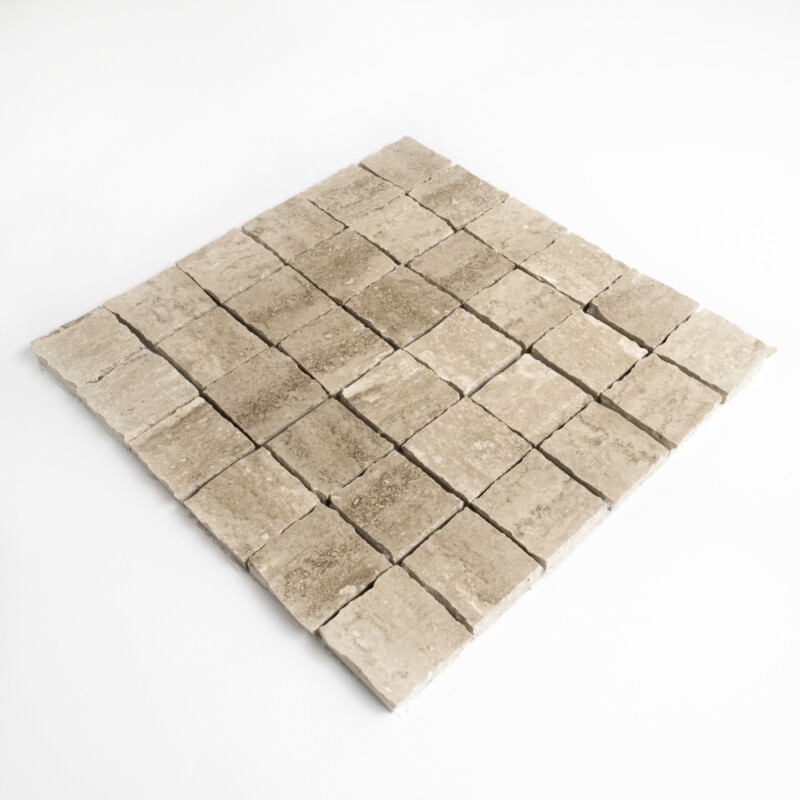 Roman Honed Hand Clipped 2×2 Travertine Mosaics 12×12