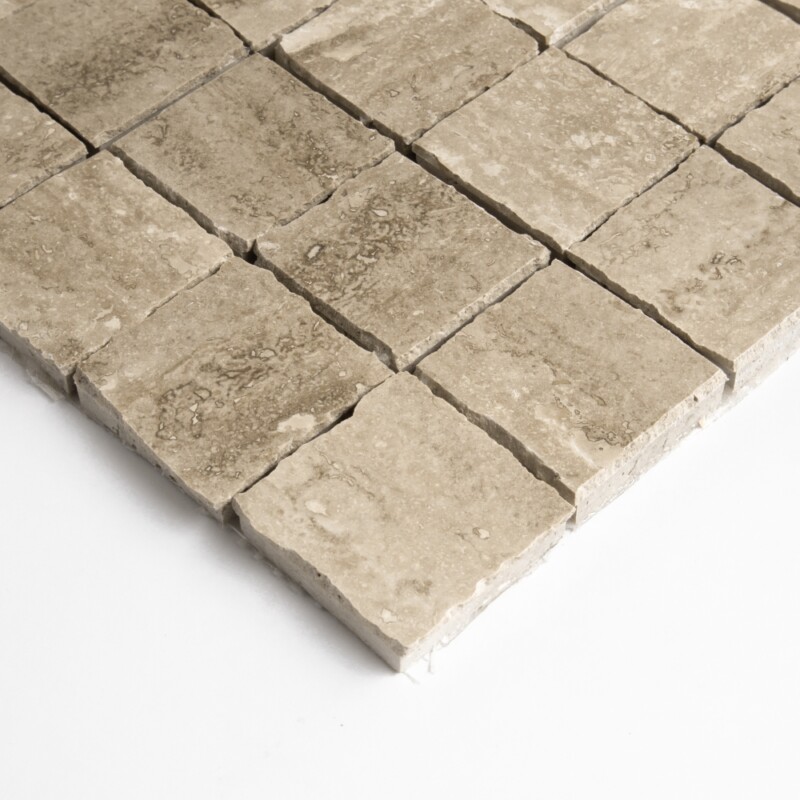 Roman Honed Hand Clipped 2×2 Travertine Mosaics 12×12