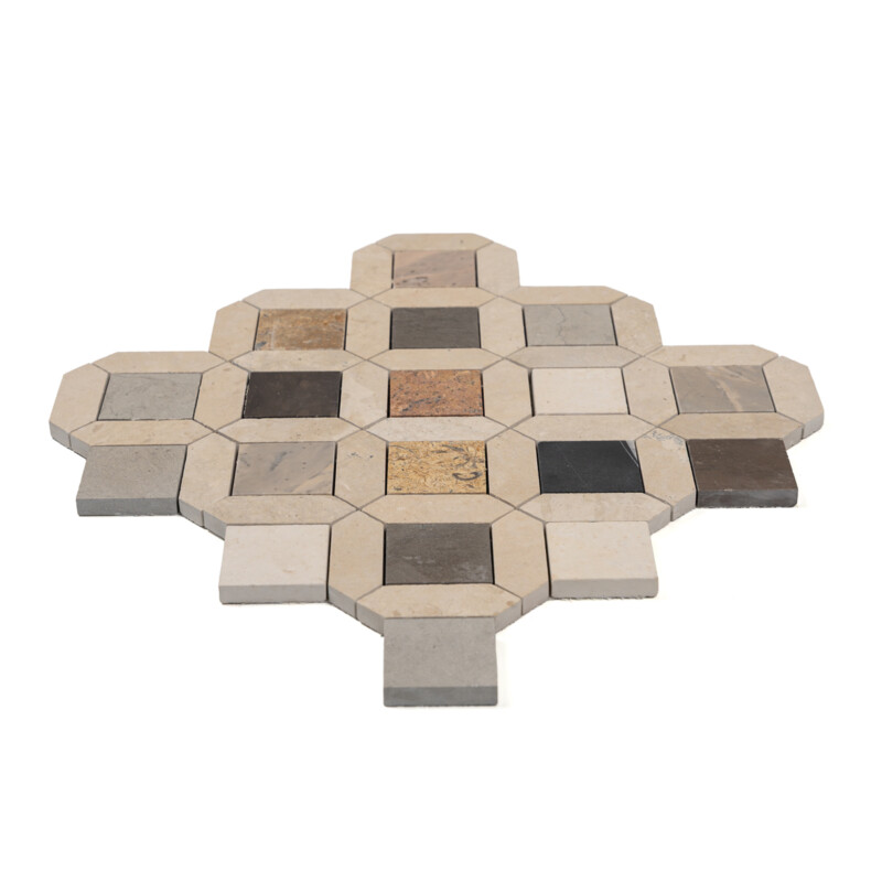 Multicolor Multi Finish Monarch Limestone Mosaics 12 5/8×12 5/8