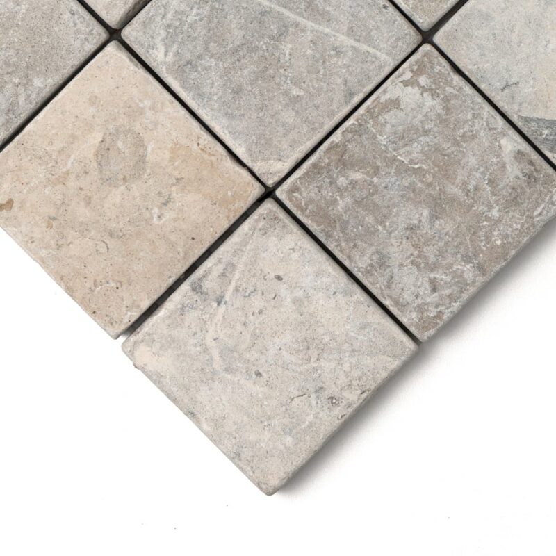 Britannia Light Tumbled 2×2 Limestone Mosaics 12×12 (MS90913)