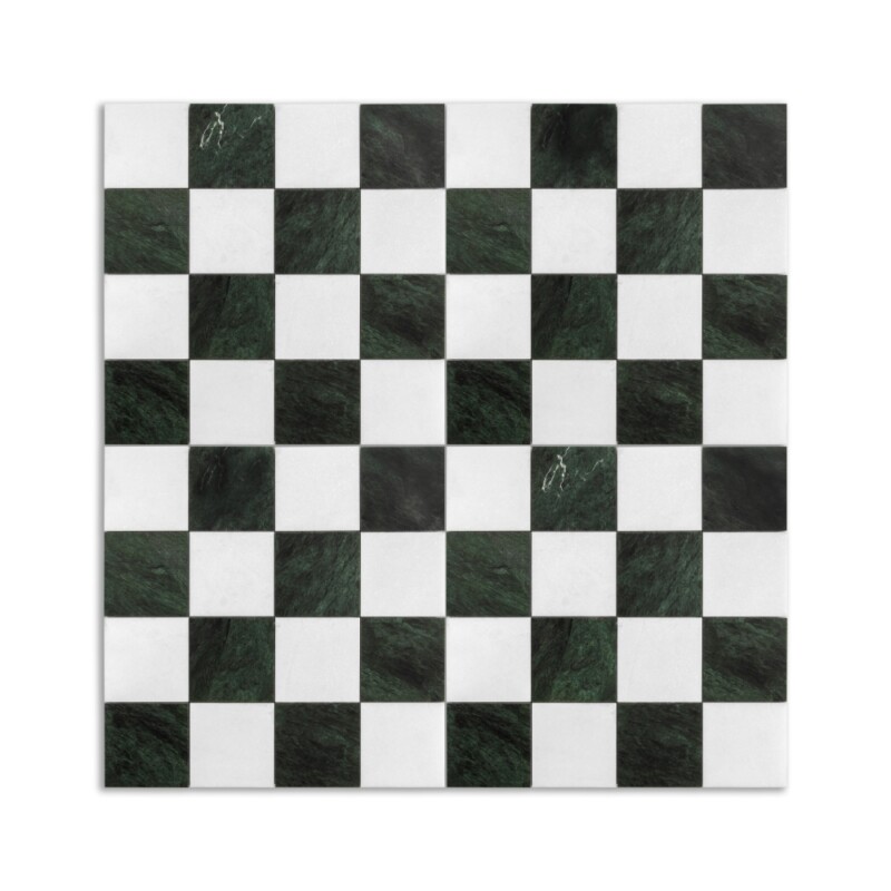Thassos, Verde Lucia Honed Grande Chester Marble Mosaics 16×16