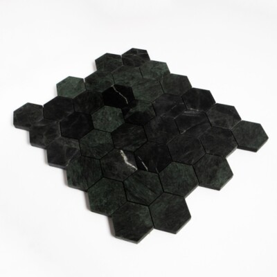 Verde Lucia Honed Hexagon 2 Marble Mosaics 10 1/2×12 1/4