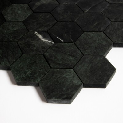 Verde Lucia Honed Hexagon 2 Marble Mosaics 10 1/2×12 1/4