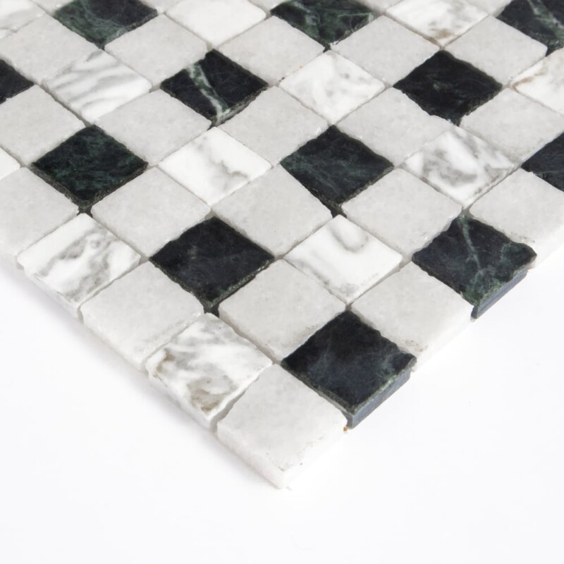 Mosaïques de marbre Calacatta Gold, Glacier, Verde Lucia adoucies et taillées à la main 1×1 11 3/4×11 3/4