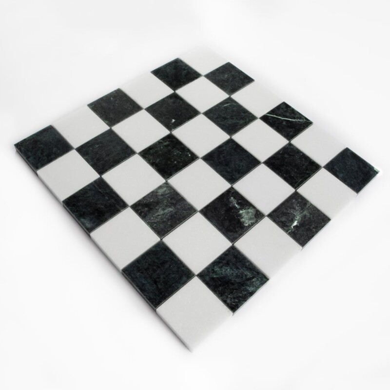 Thassos, Verde Lucia Honed 2×2 Checker board Marble Mosaic