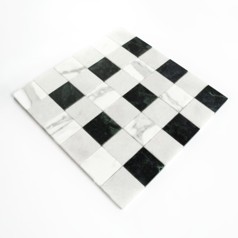 Calacatta Gold, Glacier, Verde Lucia Honed Petite Chester Marble Mosaics 12×12